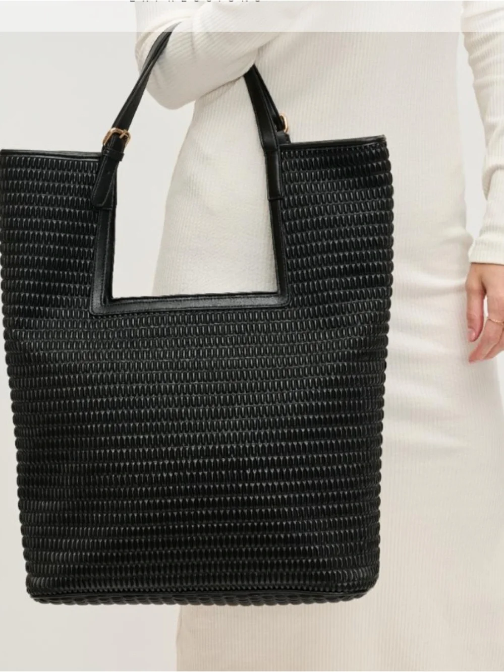 Urban Expressions Aiden Woven large black tote purse - Picture 6 of 12